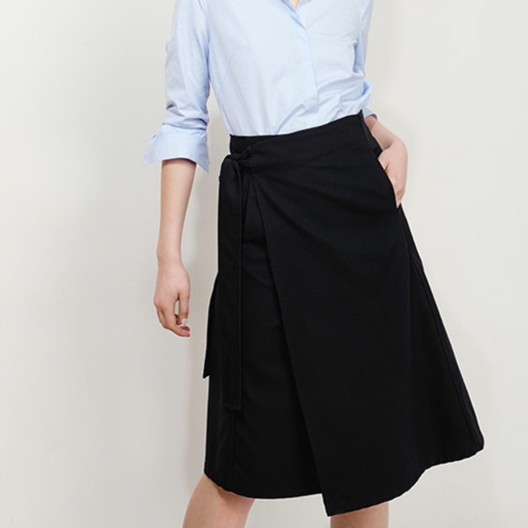 Cuyana Dresses & Skirts - SOLD - Cuyana Black Italian Wool Wrap Skirt